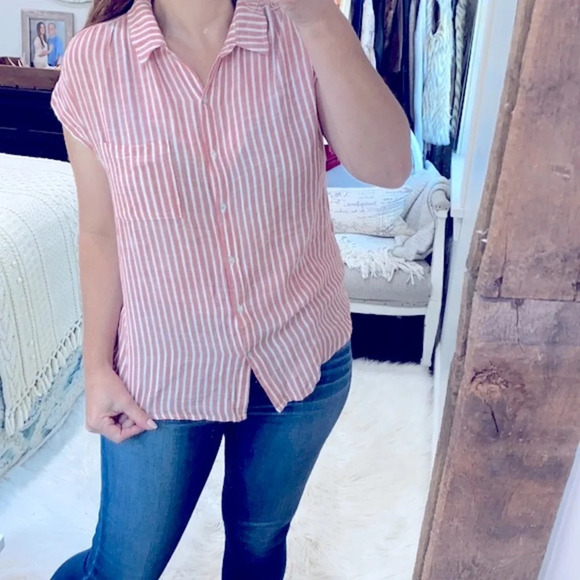 Becool red striped top size large - Picture 2 of 6